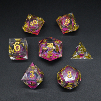 Dadu Resin Transparan Iridescent OEM dengan Tepi Tajam, Inti Cairan Galaksi Pelangi, Grosir Dadu DND untuk Pemain Permainan Papan