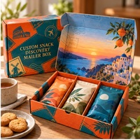 Boîte d'expédition personnalisée brillante en carton ondulé E pour la découverte de snacks, emballage d'abonnement e-commerce