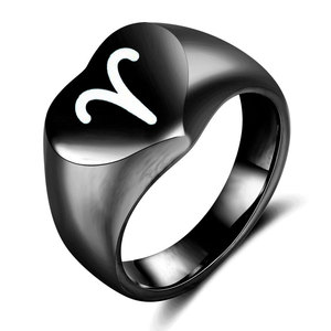 Heart Shape Constellation <b>Ring</b> 16MM Stainless Steel Women's Jewelry Gift <b>Plain</b> Engraved Design - Product Image 5