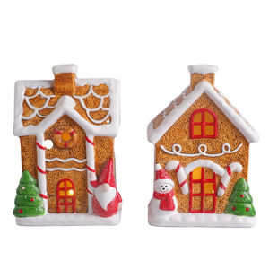 Micro paesaggio natale casa della neve ceramica moderno fatto a mano decorazioni luminose fata giardino accessori - Product Image 1