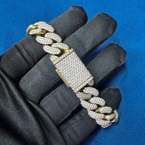 สร้อยข้อมือเพชรโมอิส925เงินสเตอร์ลิง15มม. ทำด้วยมือสร้อยข้อมือเครื่องประดับฮิปฮอปคิวบา - Product Image 6