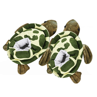 Pantoufles de tortue verte en peluche pelucheuses personnalisées pantoufles en peluche tortue animale pelucheuse
