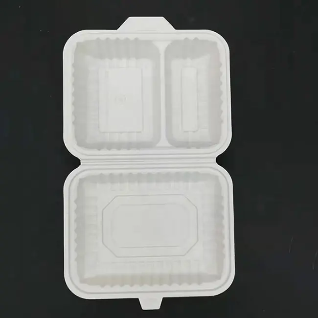 H93767C-600ML 2-compt. 600ML Corn Starch Bio-degradable Food container Lunch Box