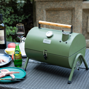 Griglia Portatile A Carbone Con Termometro | Barbecue A Doppia Faccia Per Campeggio, Picnic, Affumicatore, Facile Da Trasportare E Pulire - 6