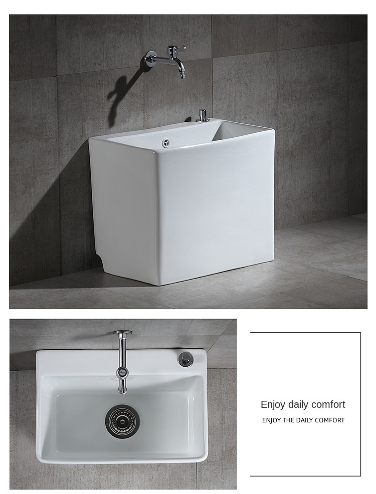 Wash Mop Pool with Drive Balcony Bathroom Geobasin Mop Ceramic Side Drainage Square Household Sink Mop Sink