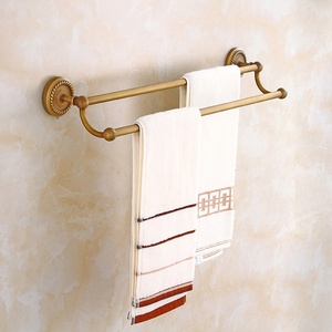 Porte-serviettes européen antique en cuivre complet étagère de rangement de salle de bain ensemble suspendu de matériel - Product Image 4