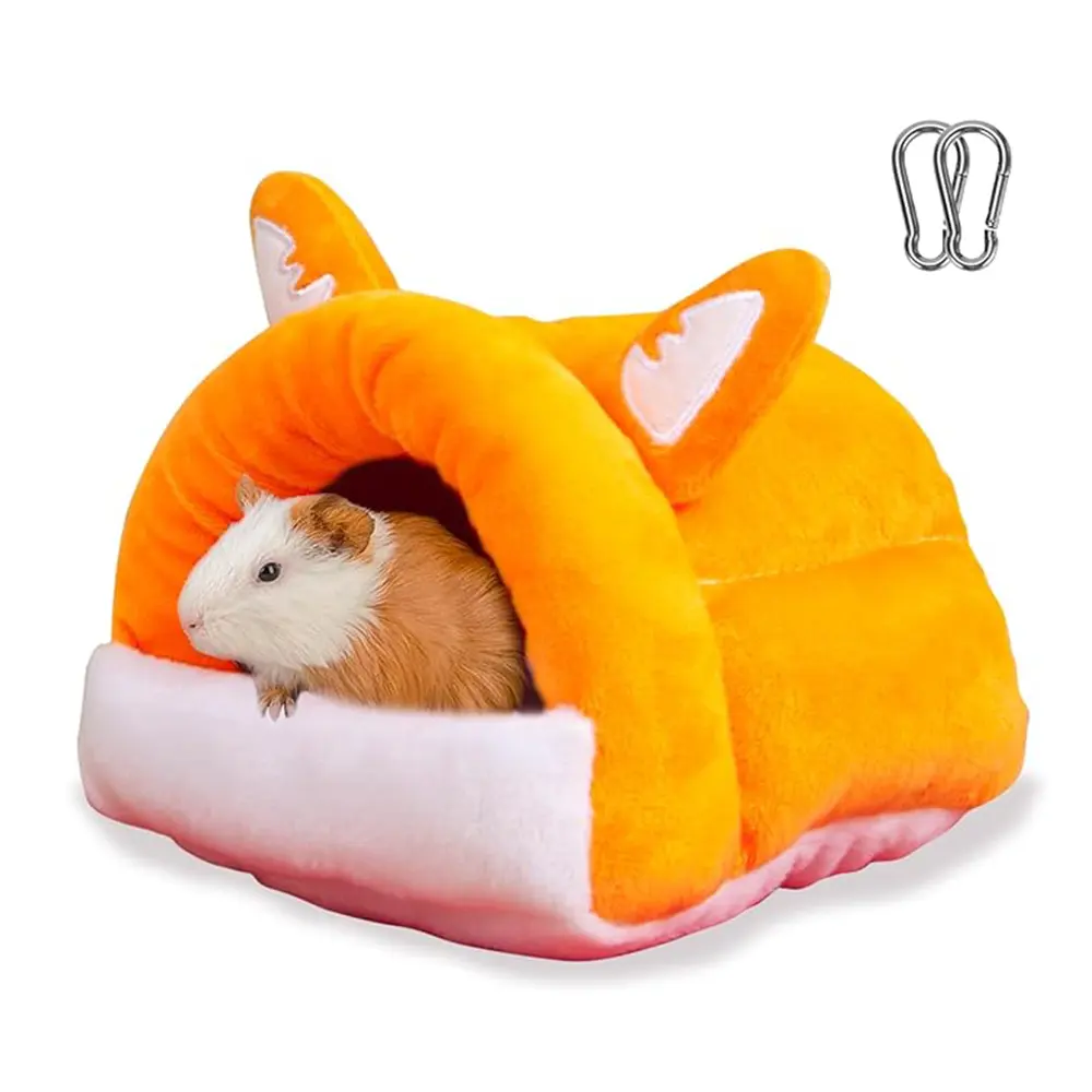 Muti-functional Fluffy Beloved Hamster Cave Carrot Colored Plush House for Small Sized Animals