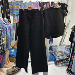 حجر الراين قطع القلب + الجينز الدنيم الثقيلة تناسب نحيف السراويل طقم من قطعتين النساء نمط الشارع عارضة - Product Image 3