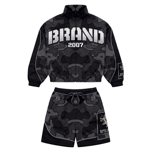 Ensemble veste coupe-vent et short camouflage personnalisé, imprimé graphique, streetwear, deux pièces, vêtements de sport unisexes - Product Image 1