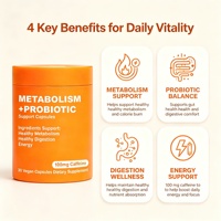 Capsules de soutien métabolique probiotiques avec caféine, vitamine B12 et chrome pour un métabolisme, une digestion et une énergie sains - ODM & OEM