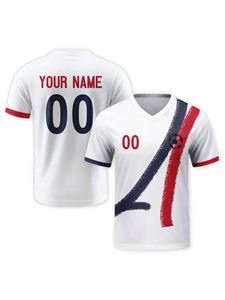 <span class=keywords><strong>Maillot</strong></span> de football personnalisé avec logo OEM, design de club, unisexe, col en V, polyester, impression par transfert thermique, séchage rapide - Product Image 1