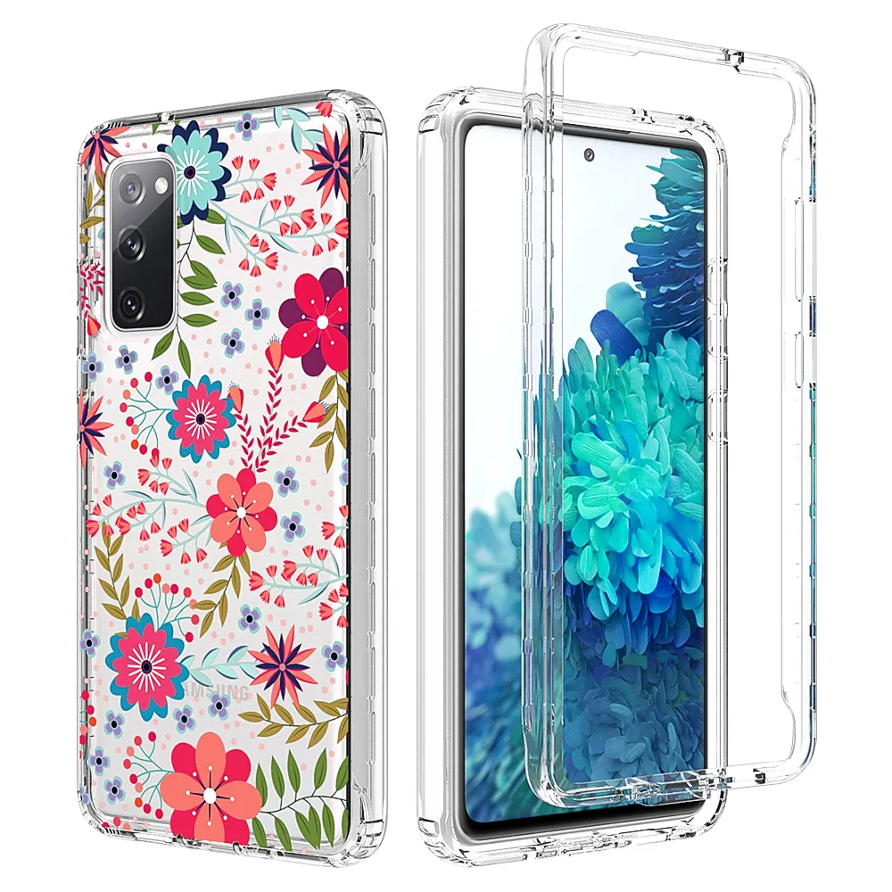 Colorful Clear Back Cover For Samsung Galaxy S20 FE Fashion Eco Friendly Transparent Anti-drop Shockproof TPU+PC Phone Cases