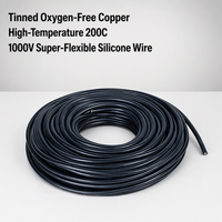 Cable Eléctrico de Silicona 4AWG 25mm² 1000V 200C de Alta Temperatura UL3644, Cable de Alimentación Flexible de Cobre Estañado Trenzado para Inversor