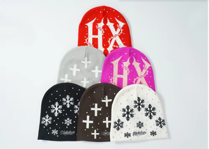 Chapeau d'hiver en tricot personnalisé avec broderie jacquard, motif <span class=keywords><strong>flocon</strong></span> <span class=keywords><strong>de</strong></span> neige, bonnet streetwear d'hiver, chapeau en tricot pour homme et femme - Product Image 4