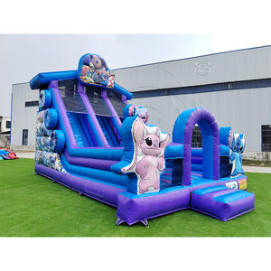 Castillo Inflable para Niños, Castillo Hinchable Comercial con Tobogán, Tobogán Inflable Morado con Doble Carril - Product Image 1