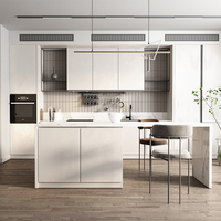 Fabricant de Foshan, cuisine moderne sur mesure en contreplaqué MDF avec plan de travail en marbre, évier, armoires de cuisine modulaires