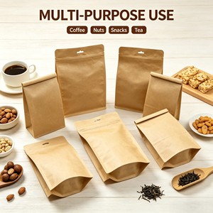 Pochette classique en papier kraft avec matériaux recyclés et revêtement UV, fermeture à valve et zip personnalisés pour l'emballage de bonbons - Product Image 3