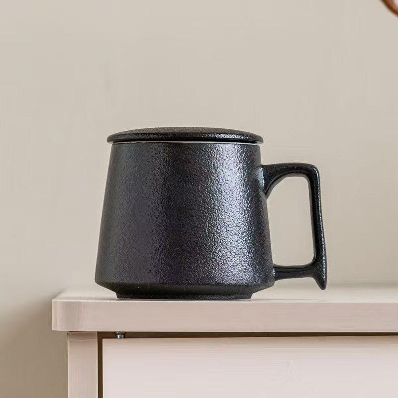 Nordic Style Frosted Mug with Handle Light Luxury Ceramic Coffee Cups Teacup Milk Water Cup Home Couple Gift Drinkware