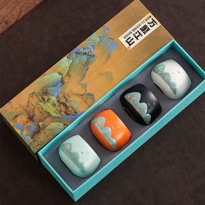 Ensemble de thé Kung Fu en porcelaine chinoise rétro fait main avec logo personnalisé, 4 pièces, coffret cadeau, cadeau d'affaires - Product Image 1