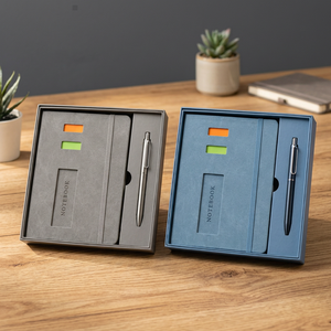 Set de Regalo de Cuaderno de Cuero PU Estilo Ejecutivo y Bolígrafo Metálico con Tapa Grabada en Caja - Producto Promocional para Oficina - Product Image 6