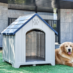 บ้านสุนัขขนาดใหญ่แบบกำหนดเอง สำหรับกลางแจ้ง ทำจากพลาสติกและโลหะ แข็งแรง พร้อมที่ทำความสะอาดที่ถอดออกได้ ลายสัตว์ ดีไซน์แบบวิลล่า - Product Image 2