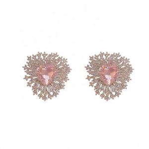 Pendientes de Botón de Latón con Diseño de Aguja, Estilo Francés, Lujo Ligero, Circonita Brillante, Fuegos Artificiales, Ultra Brillantes, Elegantes, para Fiesta - Product Image 5