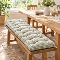Coussin de banc capitonné vert sauge et olive avec rembourrage moelleux, toucher doux et respirant pour chaises et bancs de patio, assise extérieure