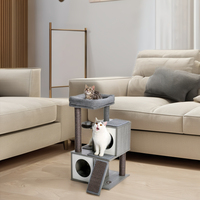 Arbre à chat de luxe avec condo, structure d'escalade en bambou enveloppée de corde de sisal naturelle, jouets pour petit chat