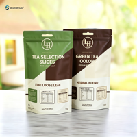 Sachets de thé en aluminium anti-humidité avec logo personnalisé, refermables, à fond plat, vente en gros pour les entreprises de thé
