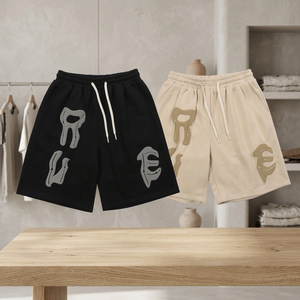 Pantalones Cortos Bermuda de Algodón para Hombre con Cordón Ajustable, Logotipo Frontal, Transpirables, Estilo Urbano, Cintura Media, Colores Negro y Beige - Product Image 4