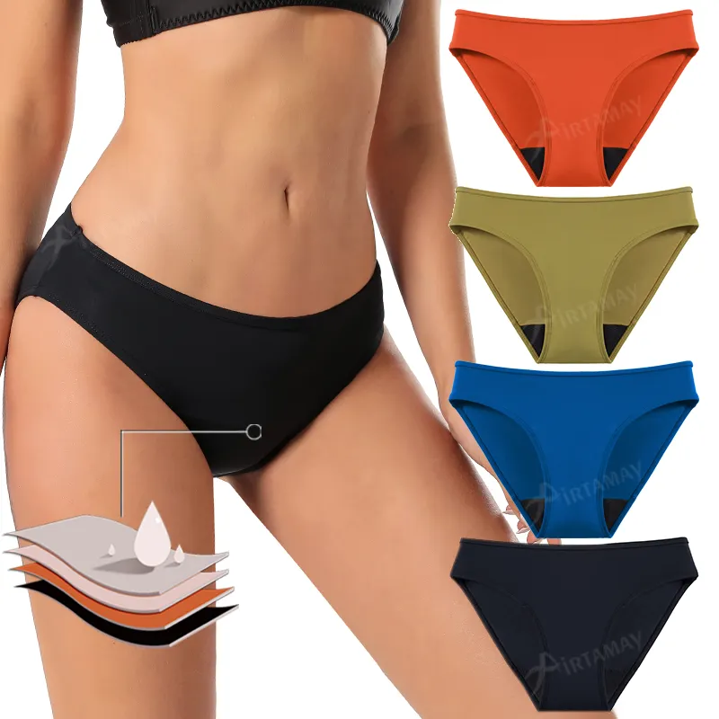 Hoge Taille 4 Lagen Menstruele Slipje Vrouwen Periode Ondergoed Periode Slipje Badmode Bikini Voor Vrouwen