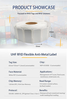 Étiquette RFID UHF flexible anti-métal à puce U8, 860-960 MHz, imprimable, étanche, autocollante pour le suivi des actifs sur métal