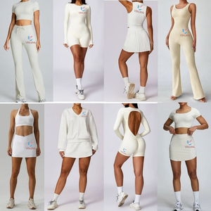 定制标志热纯色时尚瑜伽运动顶级健身房健身无缝女性瑜伽健身房女性健身瑜伽套装 - Product Image 5