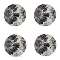 Let It Bee Fleur et Vigne Bambou Mélamine Plastique Vaisselle Lot de 4 Assiettes Passe au Lave-Vaisselle Intérieur Extérieur Rond Violet