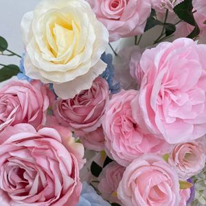 Arche florale en corne de cerf bleu poudré et rose rêveuse, support de fleurs artificielles pour cérémonie de mariage et toile de fond de scène de fête, durable - Product Image 5