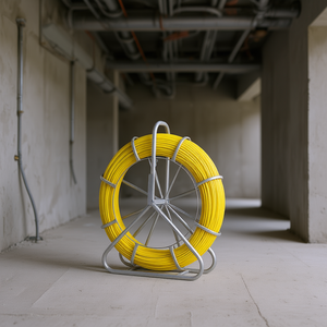 Cinta de fibra de vidrio para tirar cables, 425 pies, 1/4 pulgada, para conductos, con carrete de acero y soporte, no conductora, herramienta para tirar cables eléctricos - Product Image 2