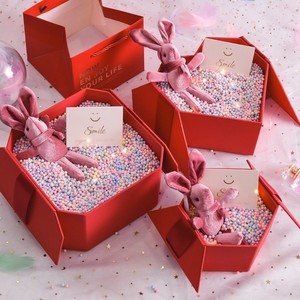 Boîte-cadeau en carton en forme de cœur hexagonal pour la Saint-Valentin, boîte de rangement pour produits de soin de la peau, boîtes-cadeaux en papier pour cadeaux - Product Image 1