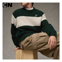 Fabricant de pulls certifié BSCI, logo personnalisé, pull en coton et laine pour homme, tricot torsadé, pull d'hiver rayé de luxe