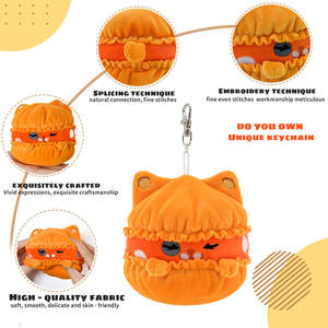 Llaveros de Peluche Personalizados con Sonido de Gato para Niñas, Colgantes con Forma de Comida de Dibujos Animados, Juguetes de Peluche, Anillos para Llaves - Product Image 3