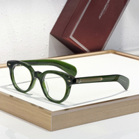 Gafas de Diseño Vintage Unisex TR90, Redondas, con Protección Anti Luz Azul, Patillas Gruesas de Acetato, Montura Sólida para Lectura, Nuevas