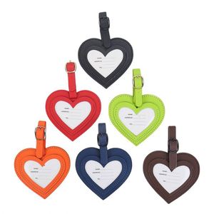 Vente directe usine – Étiquette de bagage en cuir PU motif cœur simple avec lettres et logo, idéale pour cadeau et anti-perte - Product Image 4