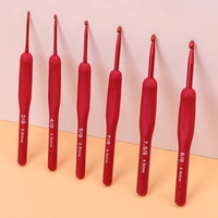 9 pièces/ensemble crochet en métal rouge Kit de crochet en aluminium TPR tricot