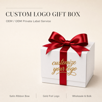Boîte cadeau carrée en papier blanc Leabon avec ruban en satin rouge et nœud, logo personnalisé en feuille d'or, luxe, pour mariage, vente en gros, directement de l'usine