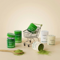 Boîte en fer blanc ronde hermétique de 30g pour poudre de matcha, café ou thé vert, écologique et de qualité alimentaire