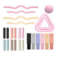 Kit de Fitness Macaron Esthétique pour la Maison – Ensemble Complet d'Entraînement Corporel avec Barre de Musculation, Haltères, Anneau de Yoga et Pilates
