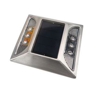 New năng lượng mặt trời Powered LED an toàn giao thông ánh sáng nhôm Mèo Mắt Pathway nhấp nháy đánh dấu bên đường Cảnh báo bằng năng lượng mặt trời - Product Image 3