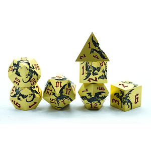 Juego de Dados de Metal Dorado con Logotipo Personalizado, 7 Piezas, Juego de Dados con Dragón Negro y Números Rojos para Juegos de Rol, Eventos Promocionales, Regalo Corporativo - Product Image 2