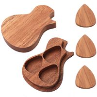 Wholesale Customized Handmade Wooden Guitar Shaped Case Holder Picks Stringed Instruments Parts Accessories for Acoustic