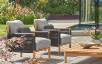 Modernes Massivholz-Teakholz Langlebiges Outdoor-Möbelset Patio-Esstisch-Set Tisch-Sektionseinrichtung für Hotels Stilvolle Gartenmöbel