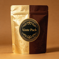 Sacs d'emballage pour assaisonnements et épices en papier, avec logo personnalisé estampé à chaud en feuille d'or, 100G 250G, pochette stand-up transparente